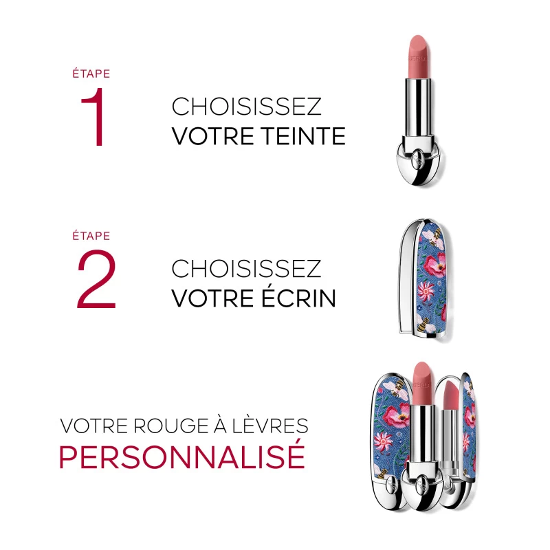 Guerlain Rouge G - L'écrin Double Miroir - Edition Limitée Floral Denim 2 Guerlain Rouge G - L'écrin Double Miroir - Edition Limitée Floral Denim – Image 2